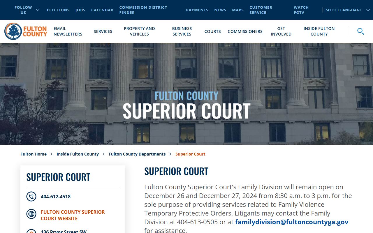 Fulton County family court records Superior Court website