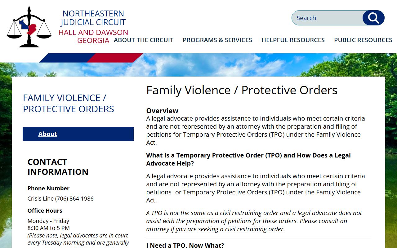 Hall County family court records protective order information