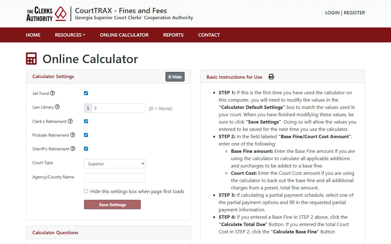 Georgia family court records CourtTRAX fee calculator