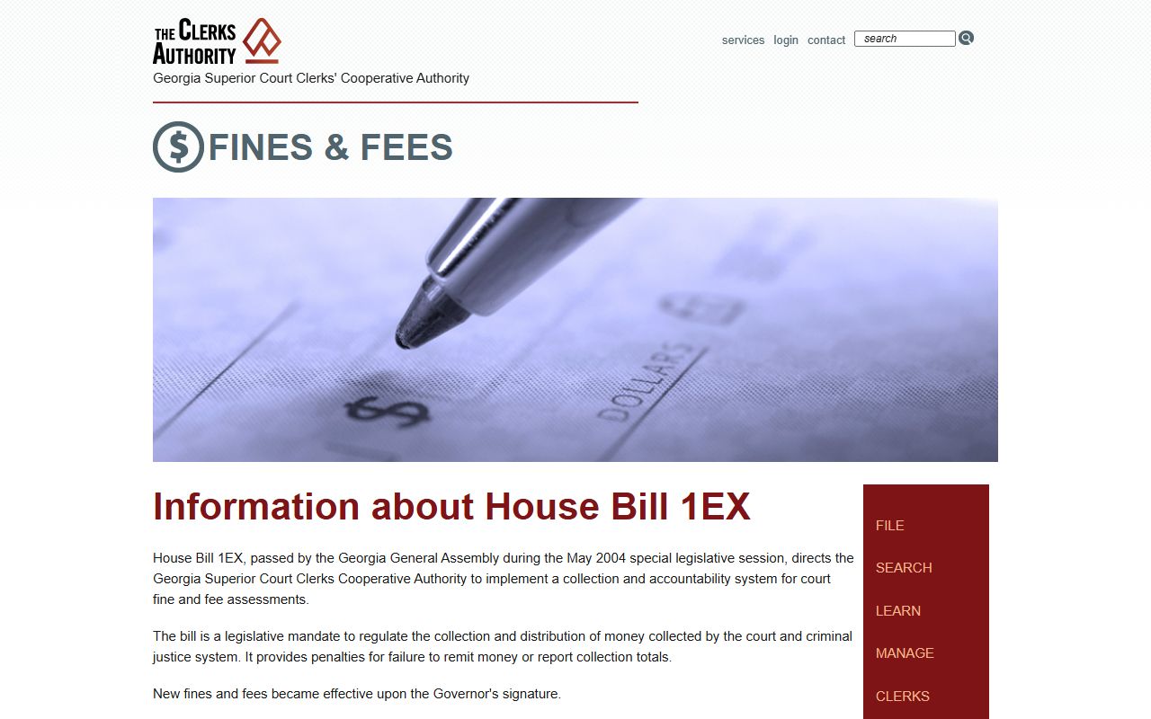 Georgia family court records GSCCCA fines and fees page