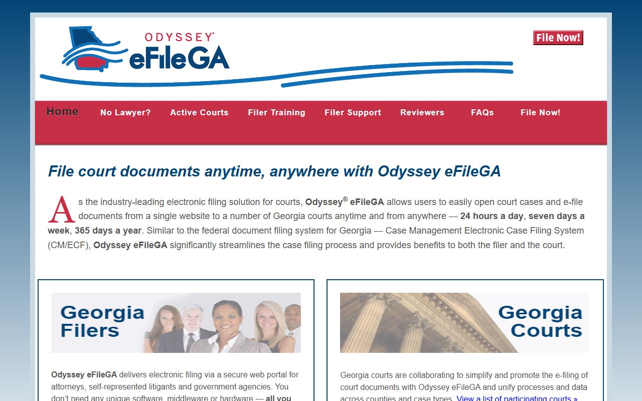 Georgia family court records Odyssey eFileGA portal